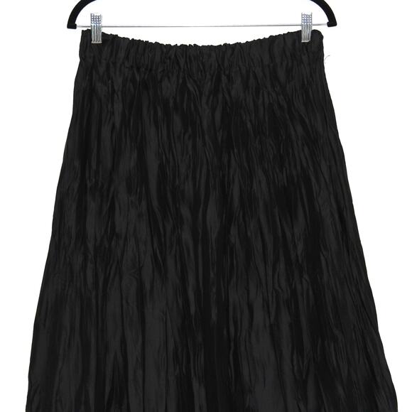 Armine Black Crinkle Pleated Midi Skirt Size XL TR 44 - Picture 3 of 7